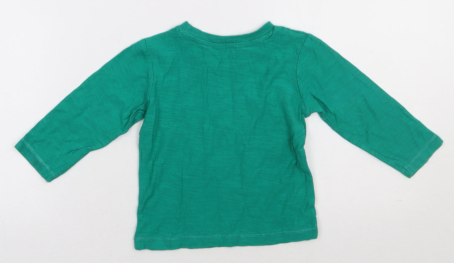 Matalan Boys Green  Cotton Basic Casual Size 9-12 Months Crew Neck Pullover - today i will be a dinosaur