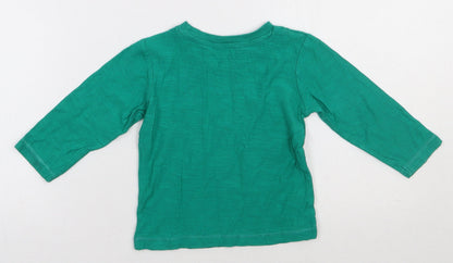 Matalan Boys Green  Cotton Basic Casual Size 9-12 Months Crew Neck Pullover - today i will be a dinosaur