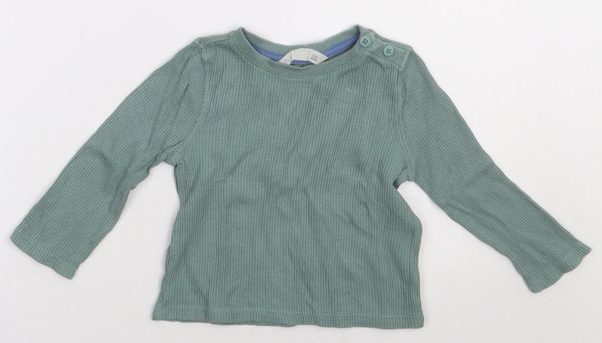 Additional front view of Matalan boys’ green cotton basic casual, size 12-18, months crew neck pullover