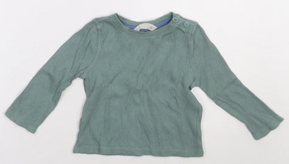 Additional front view of Matalan boys’ green cotton basic casual, size 12-18, months crew neck pullover