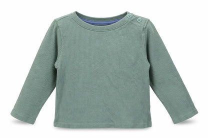 Front view of Matalan boys’ green cotton basic casual, size 12-18, months crew neck pullover