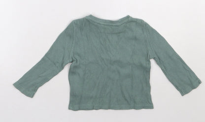 Back view of Matalan boys’ green cotton basic casual, size 12-18, months crew neck pullover