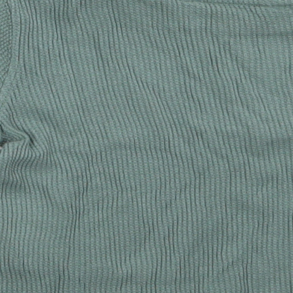 Brand and care label for Matalan boys’ green cotton basic casual, size 12-18, months crew neck pullover