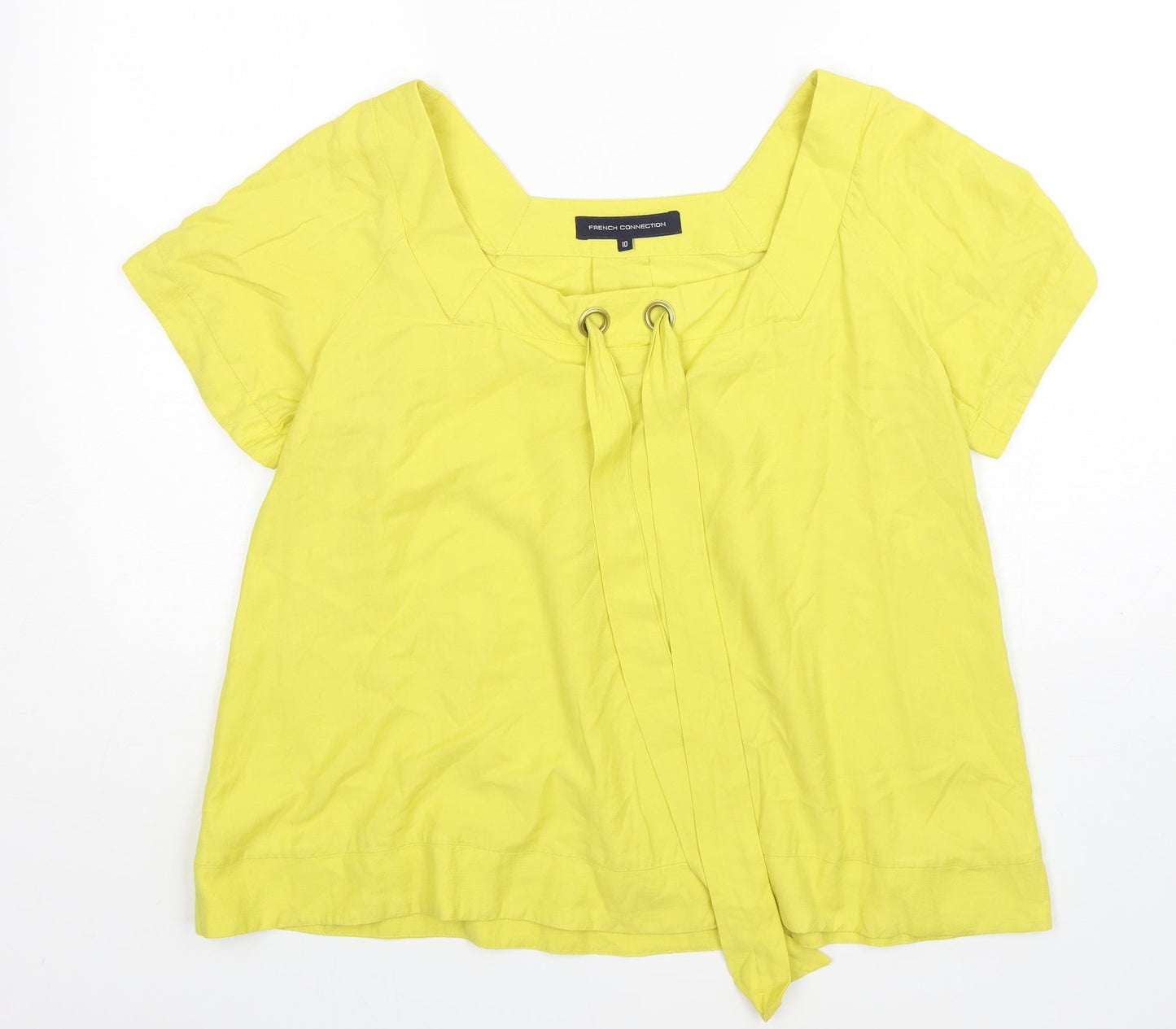 Womens UK Size 10 French Connection Yellow Basic Blouse