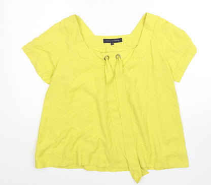 Womens UK Size 10 French Connection Yellow Basic Blouse
