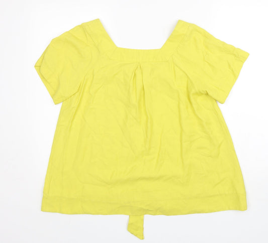 French Connection Womens Yellow  Viscose Basic Blouse Size 10 Square Neck