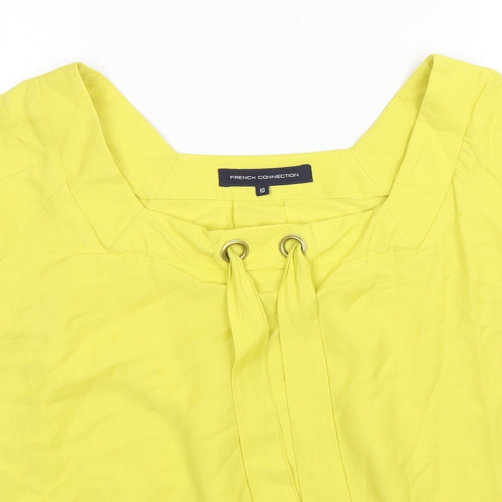 Womens UK Size 10 French Connection Yellow Basic Blouse