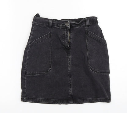 Nutmeg Girls Black  Cotton Mini Skirt Size 11-12 Years  Regular