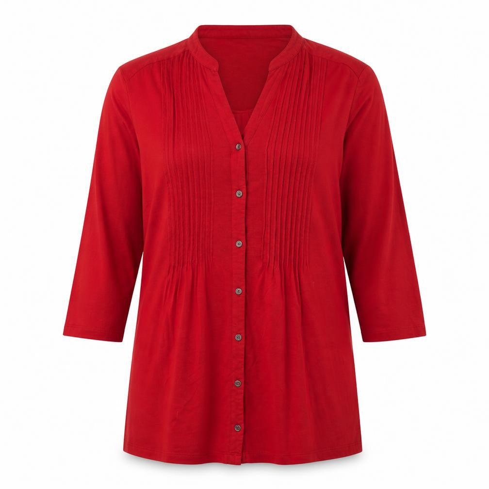 Womens UK Size 10 EWM Red Basic Button-Up