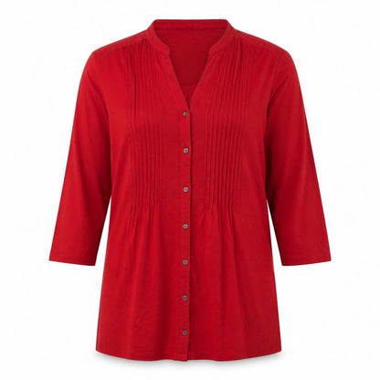 Womens UK Size 10 EWM Red Basic Button-Up