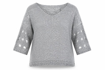 Stella Morgan Womens Silver Round Neck  Polyester Pullover Jumper Size 10