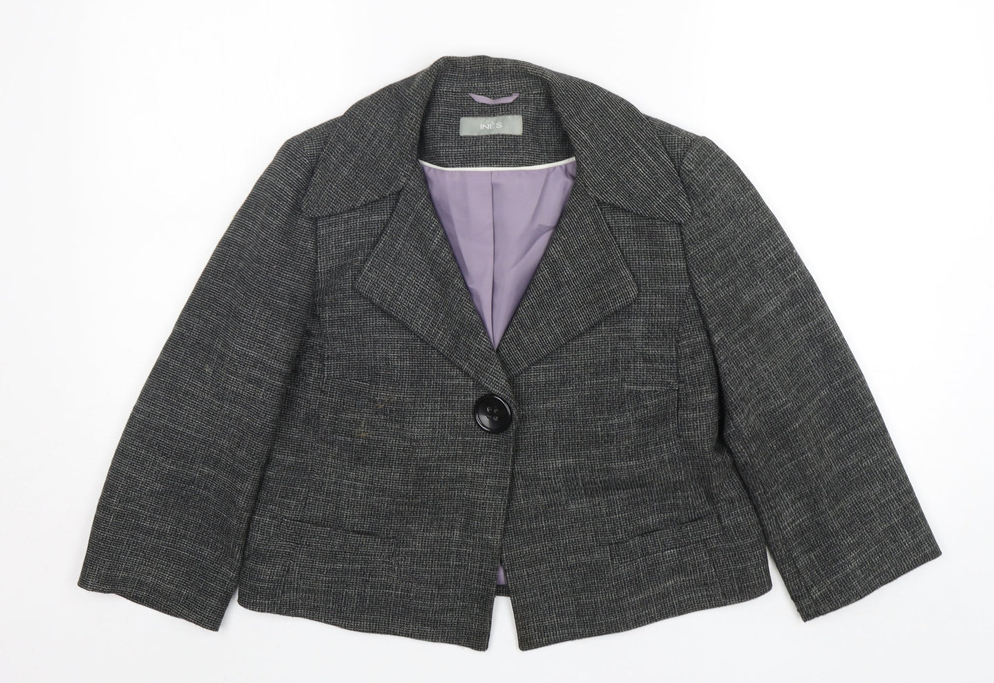 Ines Womens Grey  Polyester Jacket Blazer Size 12