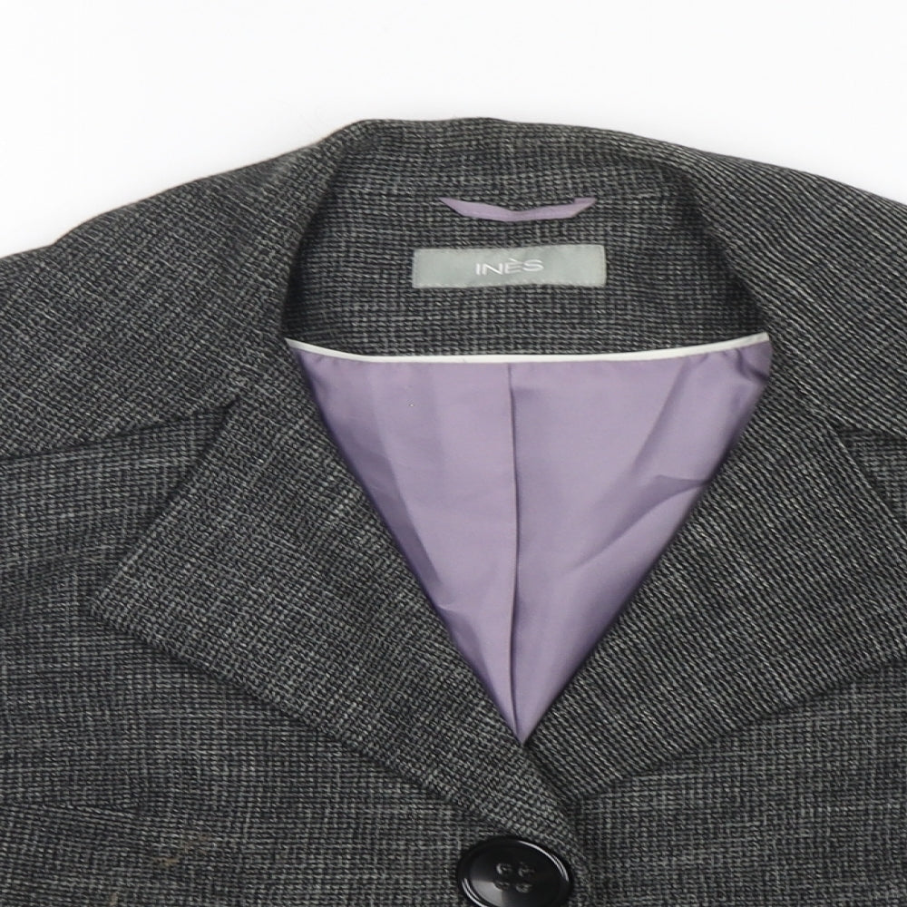 Ines Womens Grey  Polyester Jacket Blazer Size 12