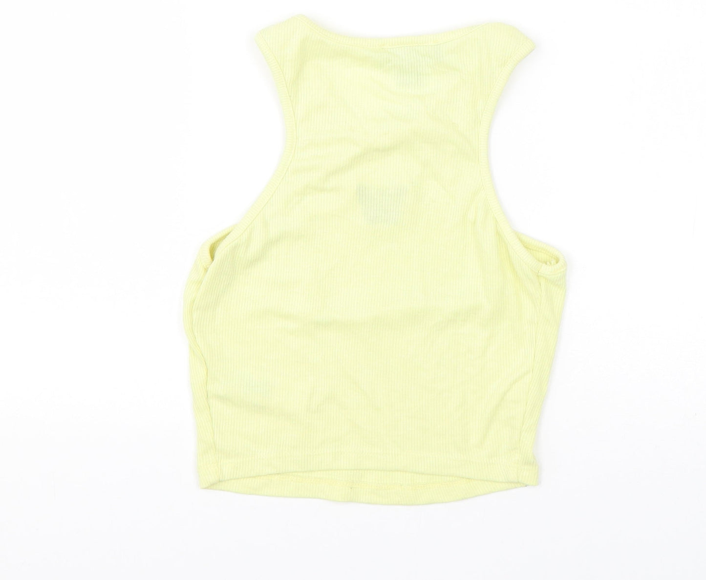 Primark Womens Yellow  Polyester Basic Tank Size 6 Boat Neck - Butterfly