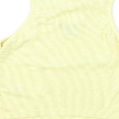 Primark Womens Yellow  Polyester Basic Tank Size 6 Boat Neck - Butterfly