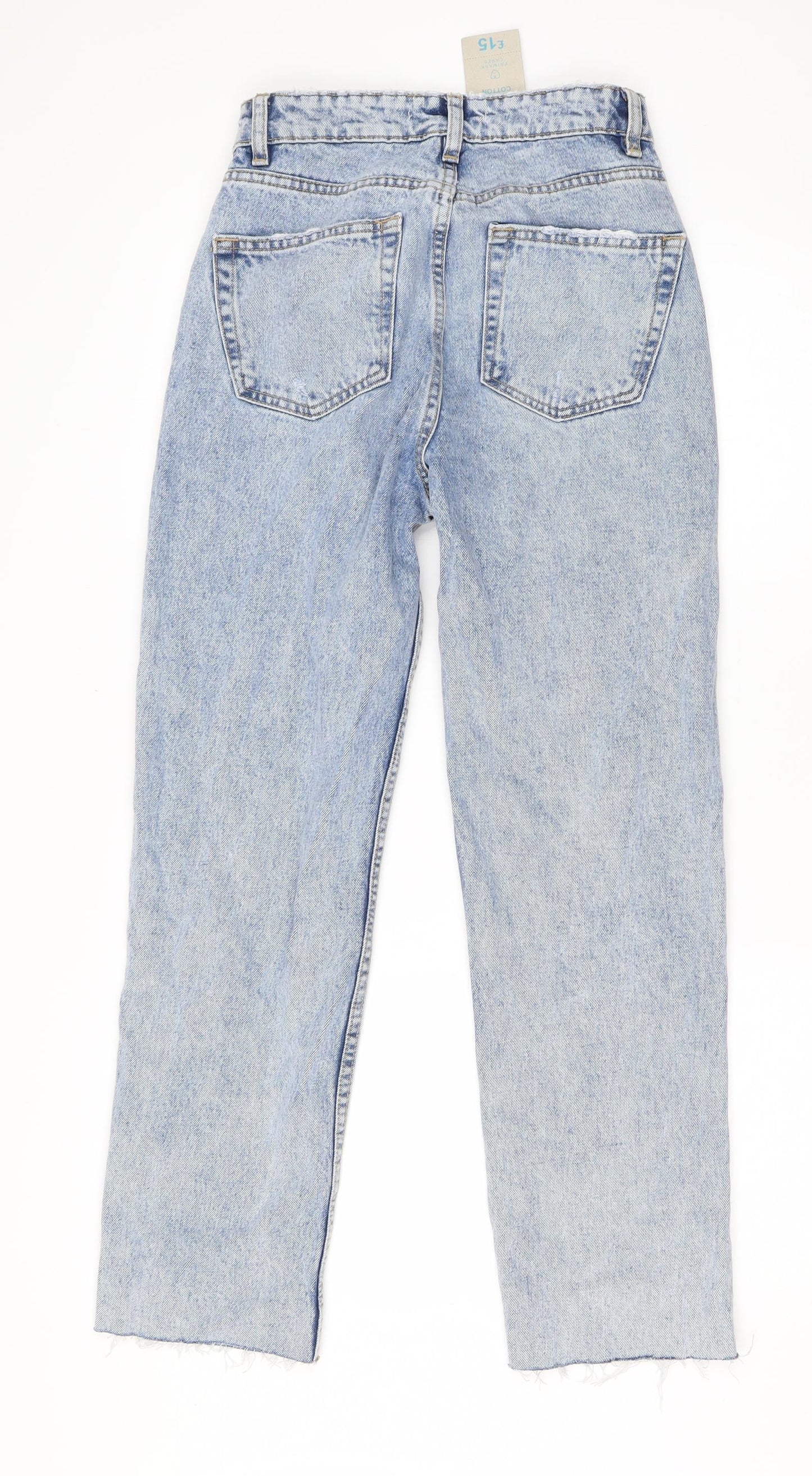 Denim & Co. Womens Blue  Cotton Straight Jeans Size 4 L25 in Regular Button