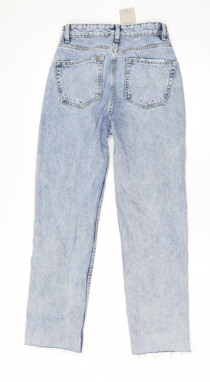 Denim & Co. Womens Blue  Cotton Straight Jeans Size 4 L25 in Regular Button