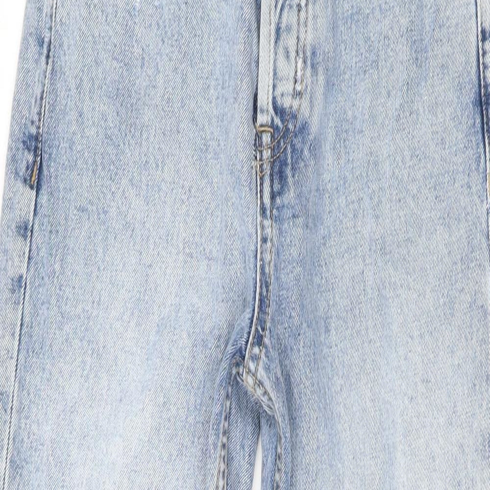 Denim & Co. Womens Blue  Cotton Straight Jeans Size 4 L25 in Regular Button
