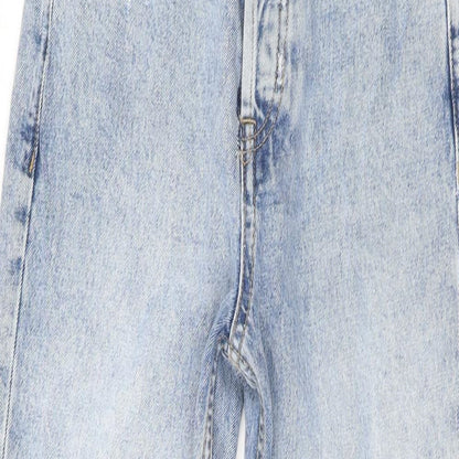 Denim & Co. Womens Blue  Cotton Straight Jeans Size 4 L25 in Regular Button