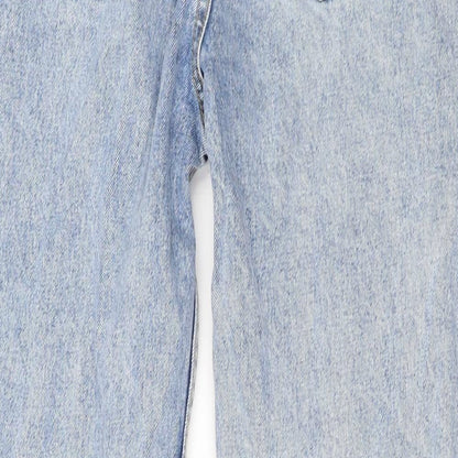 Denim & Co. Womens Blue  Cotton Straight Jeans Size 4 L25 in Regular Button