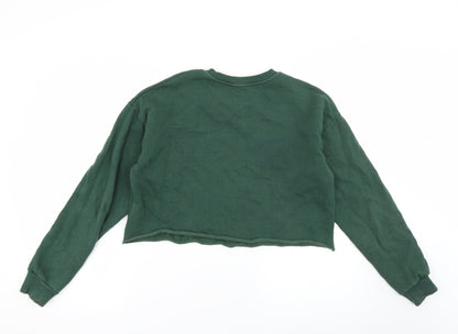 Back view of Primark women’s green cotton pullover sweatshirt, size UK 6, pullover - ti amo