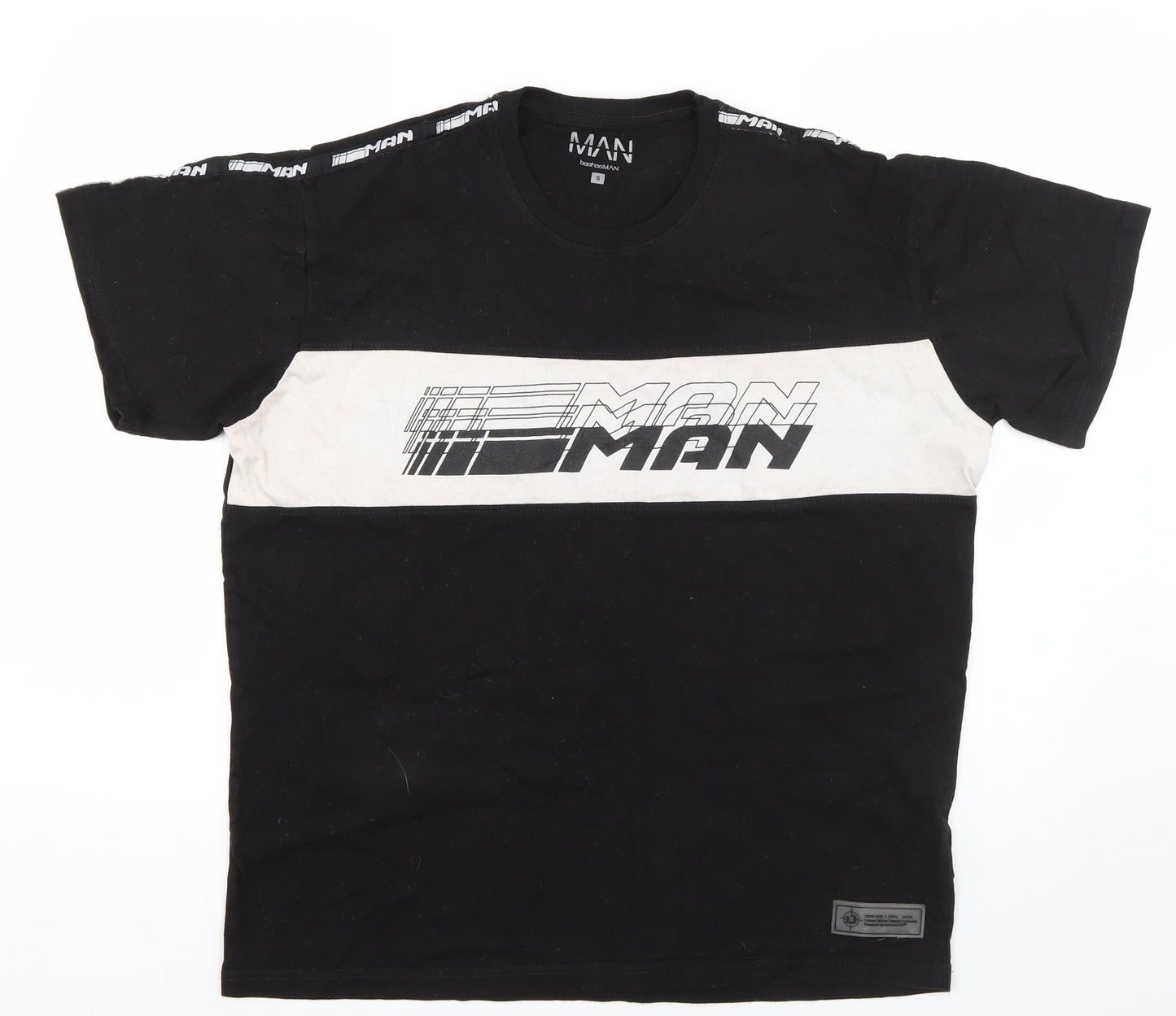 Mens UK Size S Boohoo Black  T-Shirt