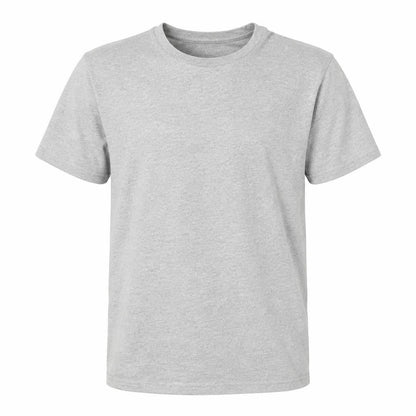 Front view of Primark boys’ grey cotton basic t-shirt, size S, round neck pullover