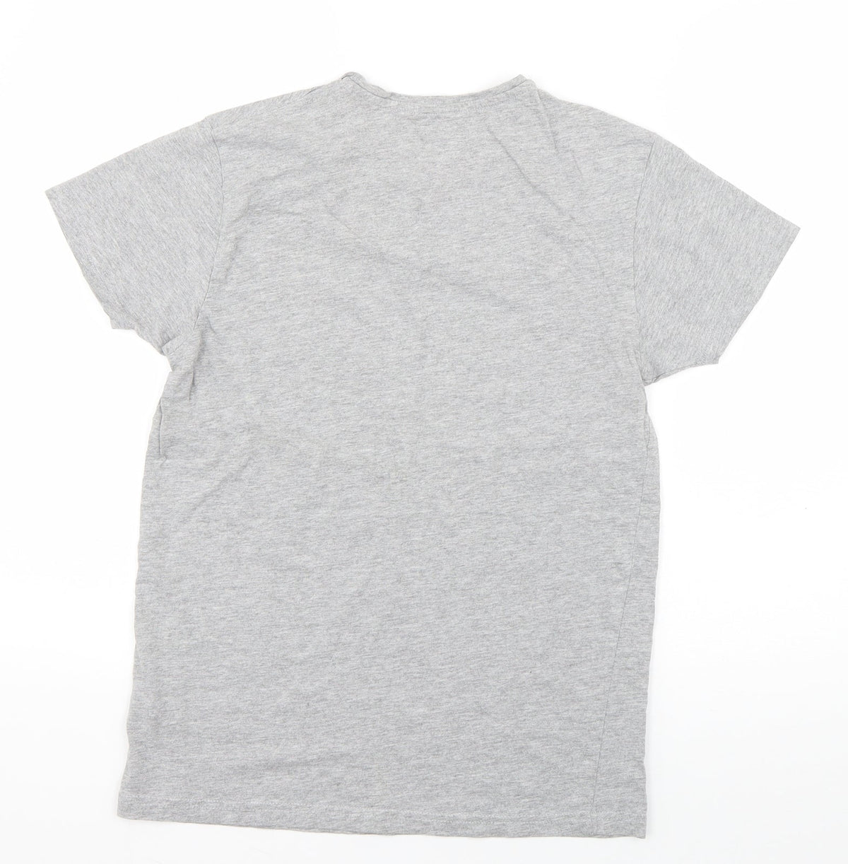 Back view of Primark boys’ grey cotton basic t-shirt, size S, round neck pullover