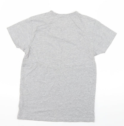 Back view of Primark boys’ grey cotton basic t-shirt, size S, round neck pullover