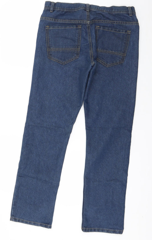 Denim & Co. Mens Blue  Cotton Straight Jeans Size 30 in L29 in Regular Button