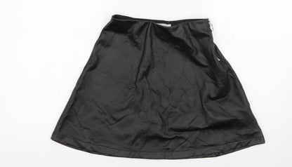 H&M Girls Black  Polyurethane Skater Skirt Size 12 Years  Regular