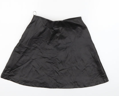 H&M Girls Black  Polyurethane Skater Skirt Size 12 Years  Regular