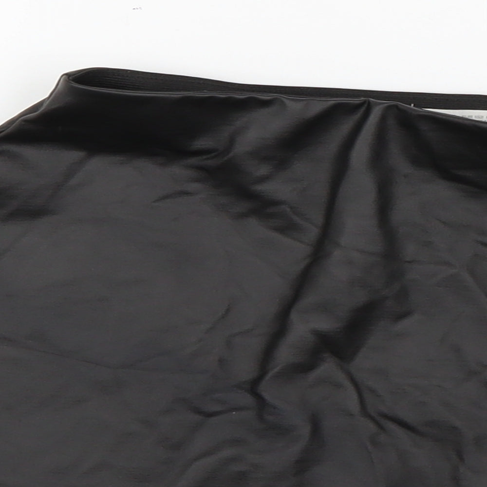 H&M Girls Black  Polyurethane Skater Skirt Size 12 Years  Regular