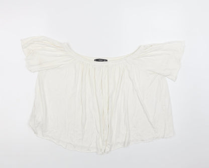 Womens UK Size S Mango White Cropped Blouse