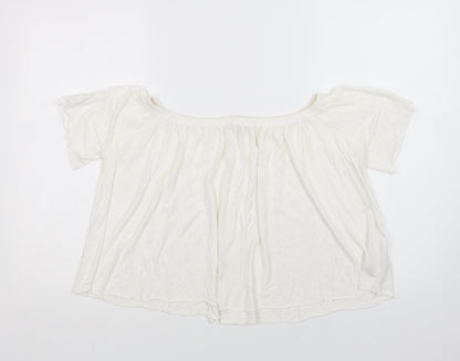 Womens UK Size S Mango White Cropped Blouse