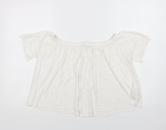 Womens UK Size S Mango White Cropped Blouse