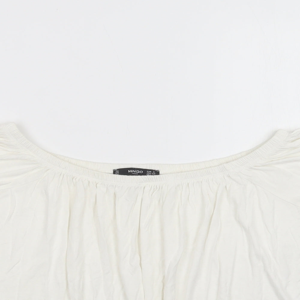 Womens UK Size S Mango White Cropped Blouse
