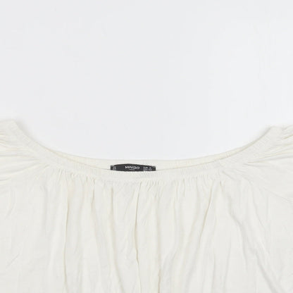 Womens UK Size S Mango White Cropped Blouse