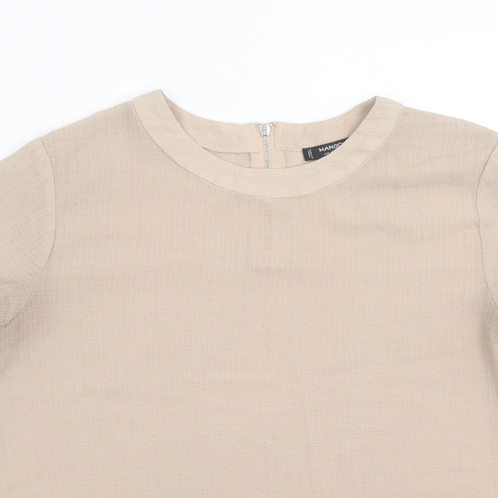 Womens UK Size S Mango Beige Basic Blouse