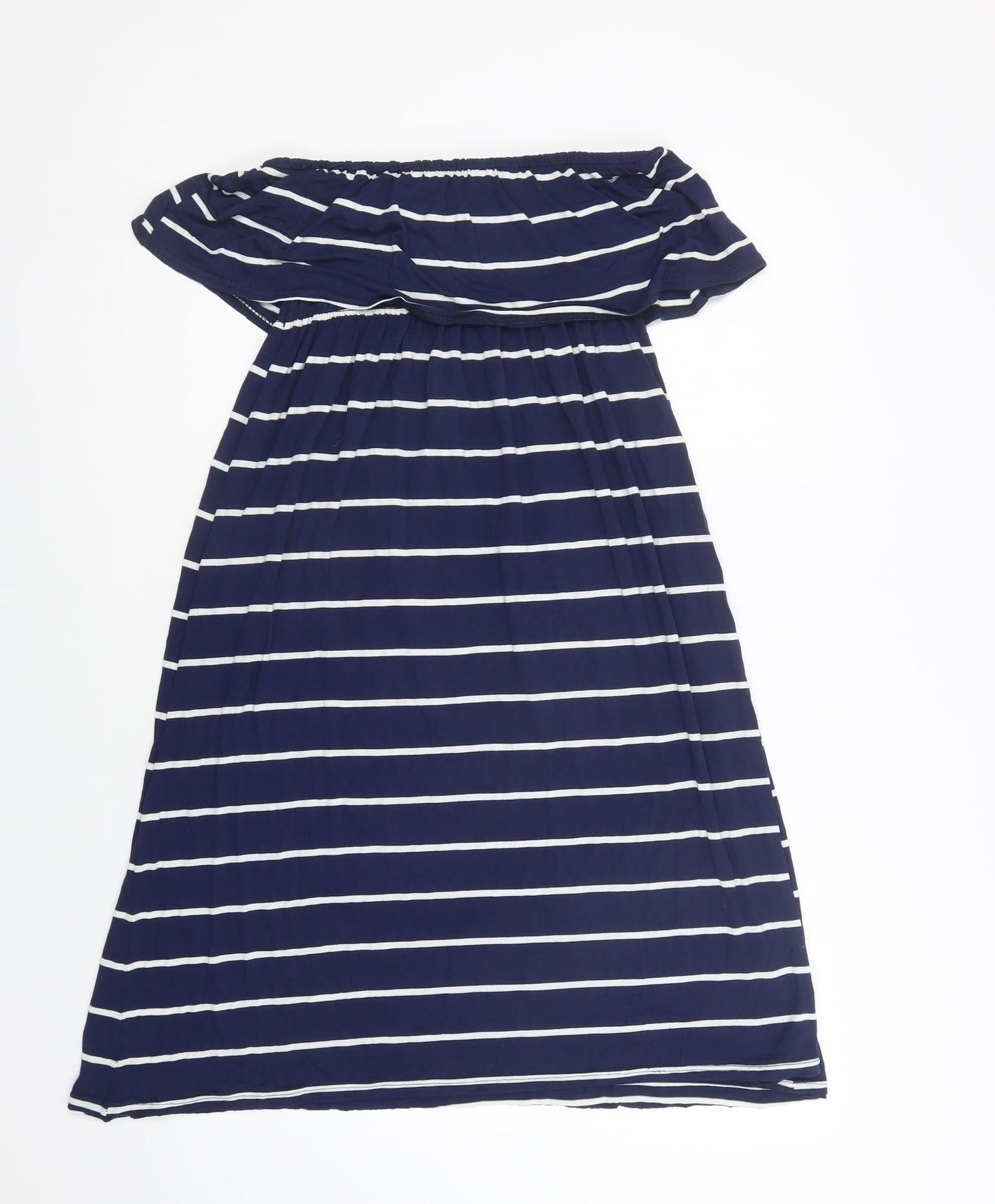 Marietta Womens Blue Striped  A-Line  Size S  Off the Shoulder