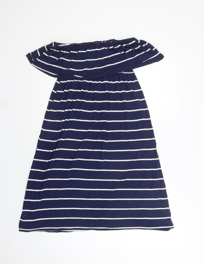 Marietta Womens Blue Striped  A-Line  Size S  Off the Shoulder