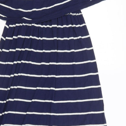 Marietta Womens Blue Striped  A-Line  Size S  Off the Shoulder