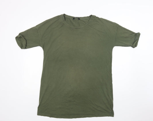 Very Womens Green  Cotton T-Shirt Dress  Size 16  Crew Neck