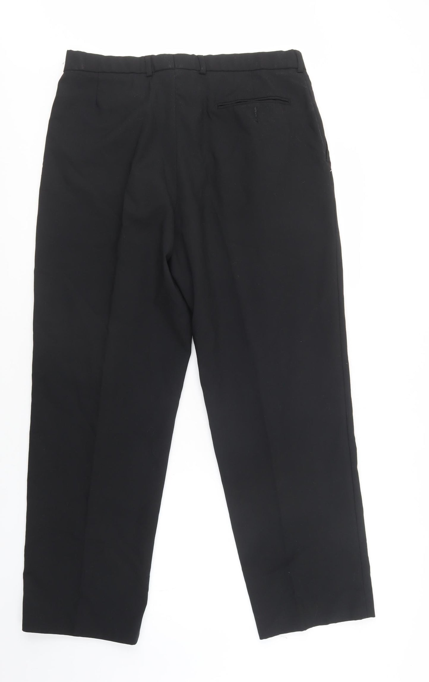 M&S Mens Black  Polyester Dress Pants Trousers Size 34 L29 in Regular Hook & Loop