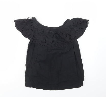 Primark Womens Black  Cotton Basic Blouse Size 8 Off the Shoulder