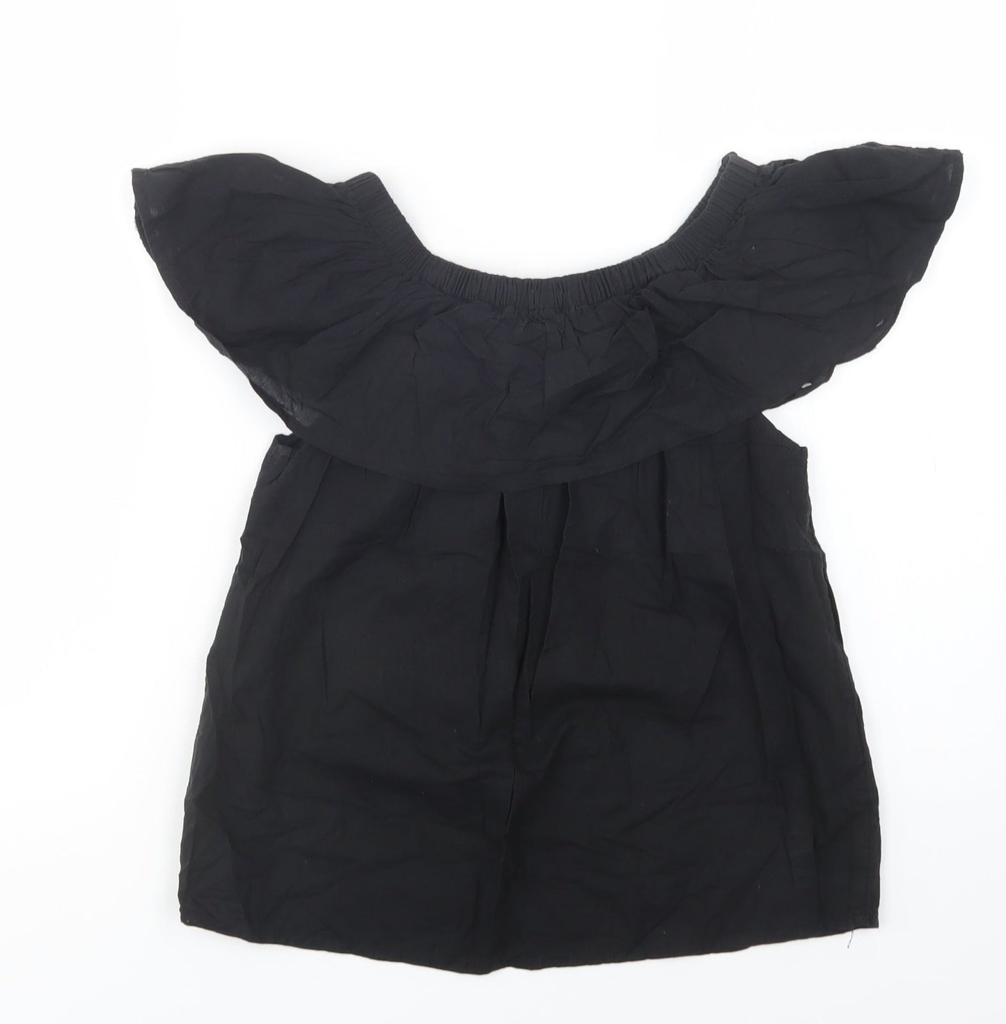 Primark Womens Black  Cotton Basic Blouse Size 8 Off the Shoulder