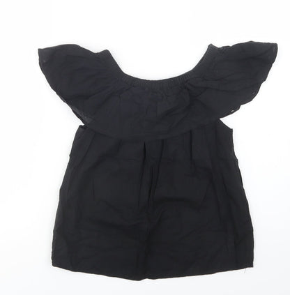Primark Womens Black  Cotton Basic Blouse Size 8 Off the Shoulder