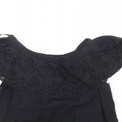 Primark Womens Black  Cotton Basic Blouse Size 8 Off the Shoulder
