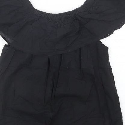 Primark Womens Black  Cotton Basic Blouse Size 8 Off the Shoulder