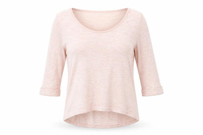 Front view of Newq Look women’s pink round neck viscose jumper, size UK 12
